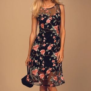 LOWEST PRICE! Lulu's Embroidered Midi Dress